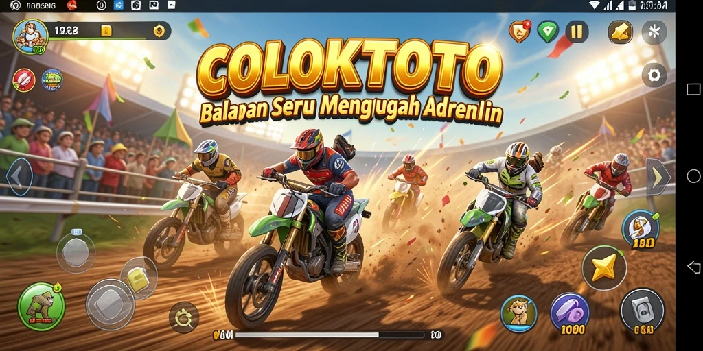 Screenshot gameplay COLOKTOTO yang menampilkan aksi balapan mendebarkan.