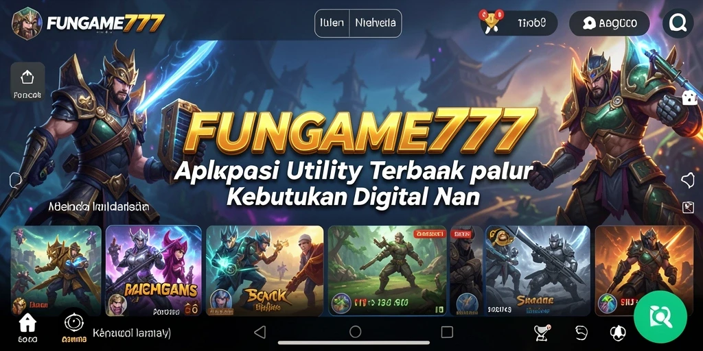 Tampilan utama FUNGAME777 dengan fitur alat bantu digital.