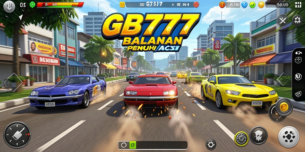 Tampilan seru dari gameplay balapan GB777 yang menegangkan.