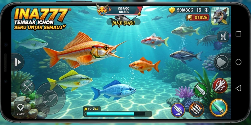 Tangkapan layar gameplay Tembak Ikan yang seru dan berwarna-warni.