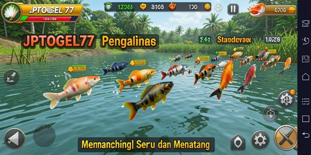 Screenshot gameplay <strong>JPTOGEL77</strong> menunjukkan momen menangkap ikan yang mendebarkan.
