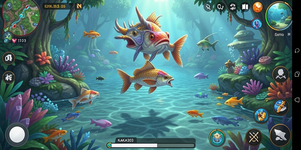 Tampilan gameplay KAKA303 dengan aksi memancing yang seru.