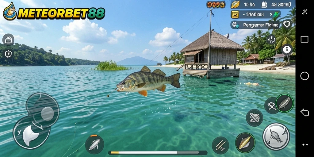 Screenshot gameplay <strong>METEORBET88</strong> menampilkan momen menangkap ikan yang mendebarkan.