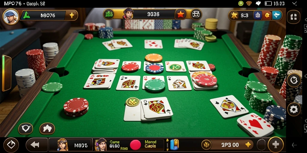 Screenshot MPO76 menunjukkan gameplay seru saat bermain gaple.
