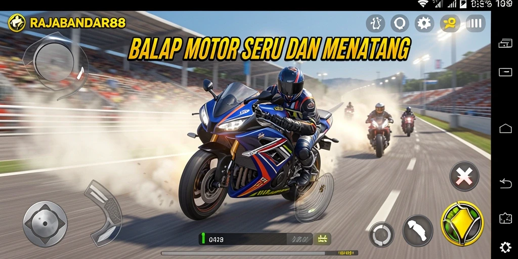 Tampilan gameplay seru balap motor di RAJABANDAR88.