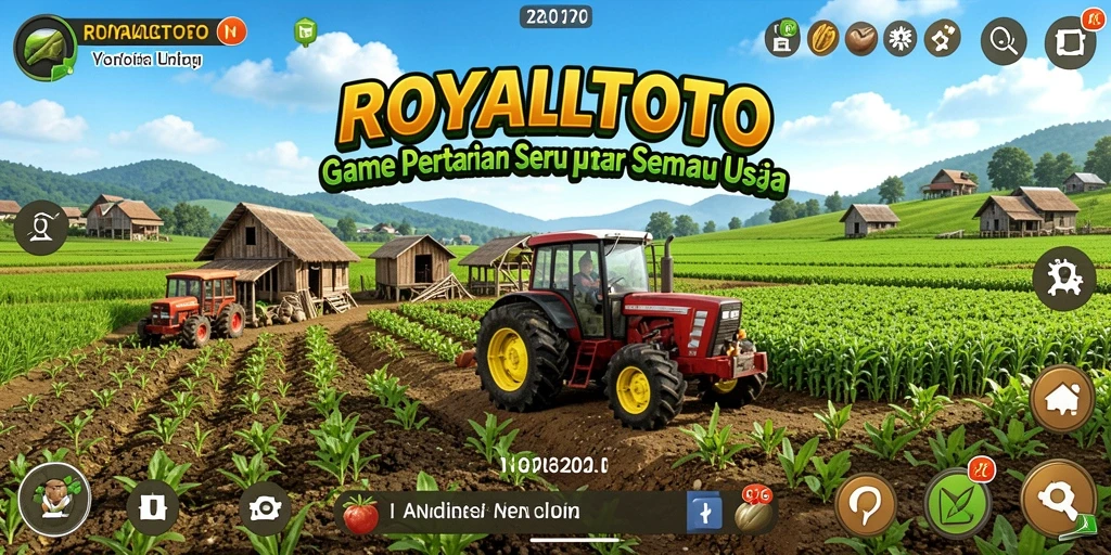 Tampilan gameplay <strong>ROYALTOTO</strong> dengan aktivitas pertanian yang mengasyikkan.