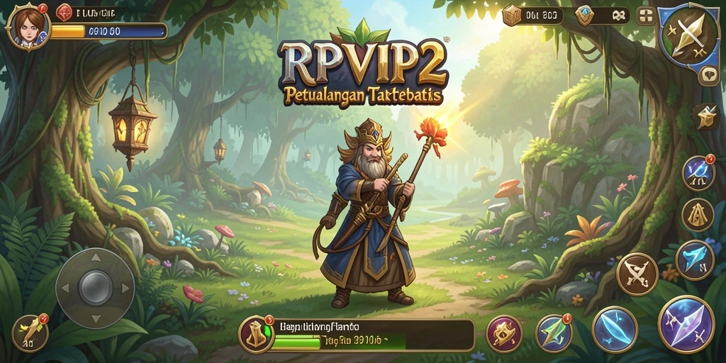 Gameplay RPVIP2 menampilkan pertempuran seru di dunia fantasi yang luas.