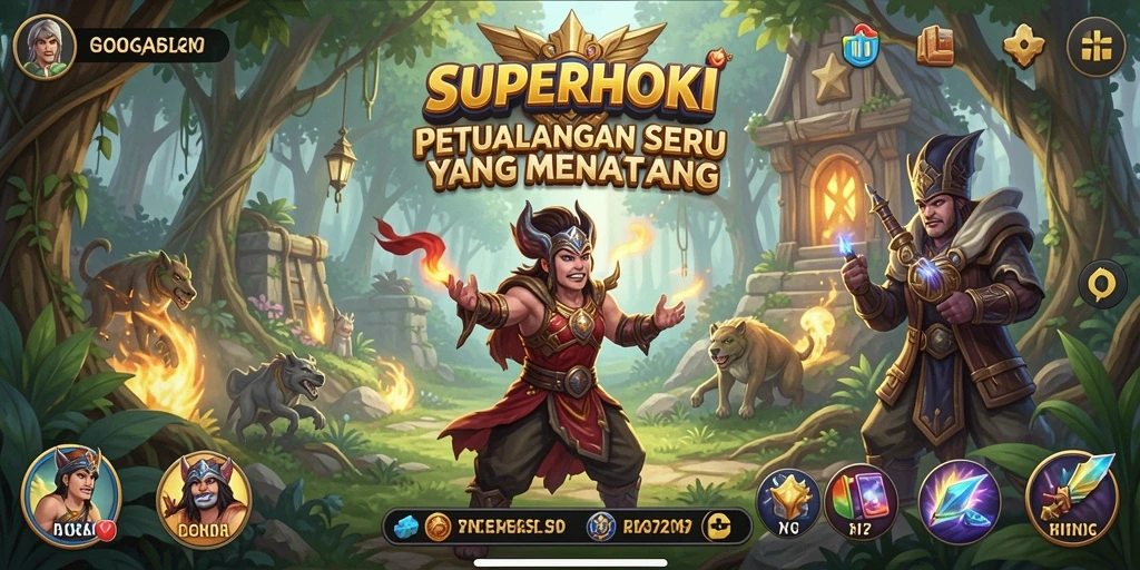 Tampilan gameplay SUPERHOKI yang mendebarkan dalam petualangan.