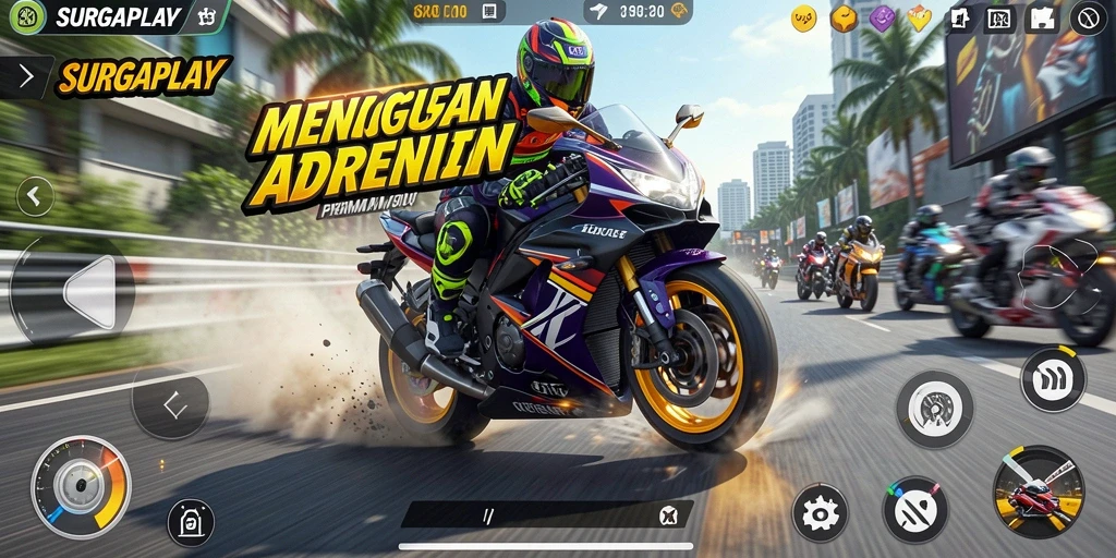 Tampilan menakjubkan dari gameplay balapan motor yang mendebarkan.