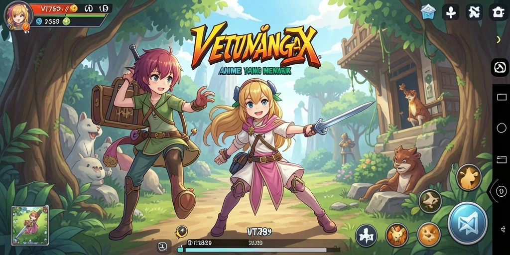 Screenshot gameplay VT789 menampilkan pertarungan karakter Anime yang menarik.
